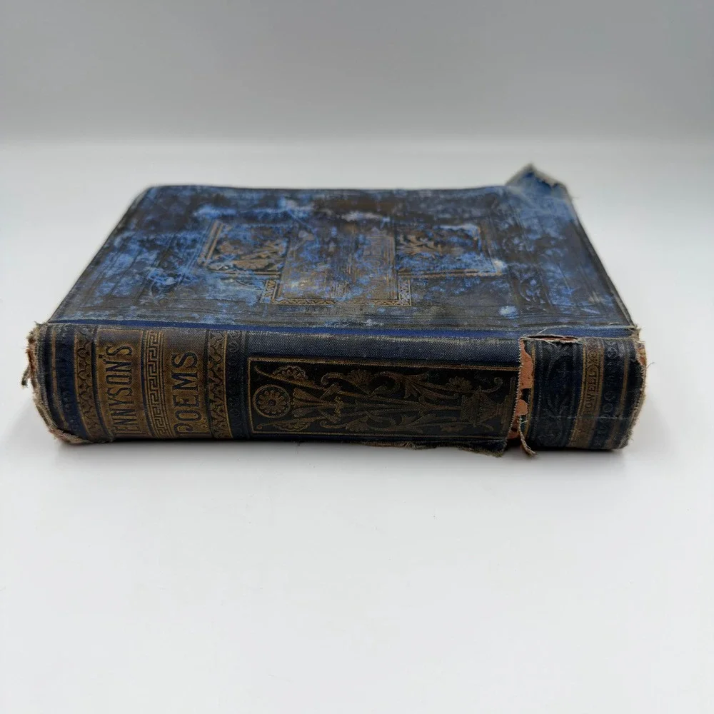 Antique Alfred Tennyson Poetical Works Complete Illustrated Thomas Crowell Blue‎